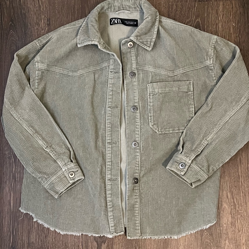 Zara Corduroy Jacket Size Medium Green